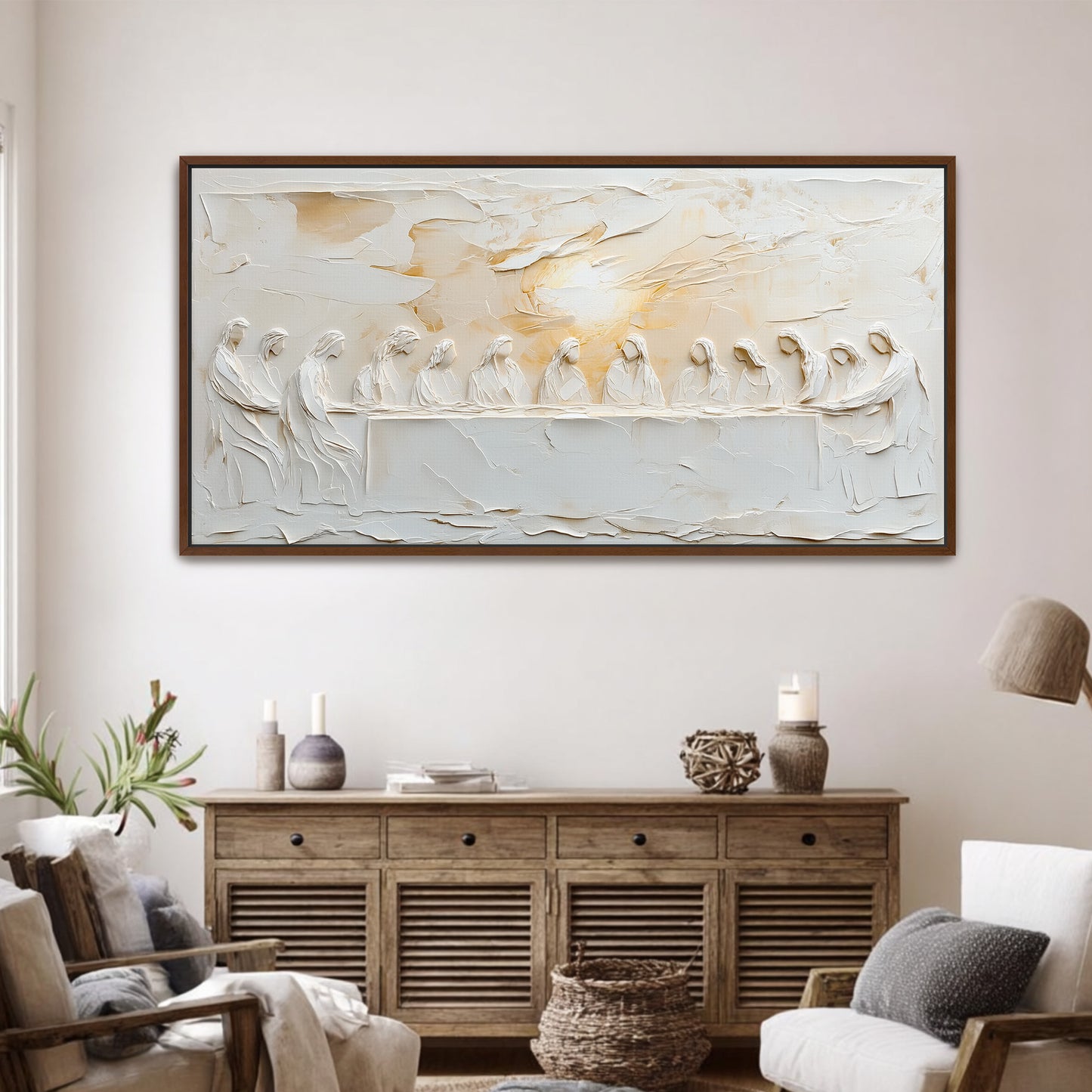 The Last Supper Abstract - Statement Piece  - Float Frame Canvas