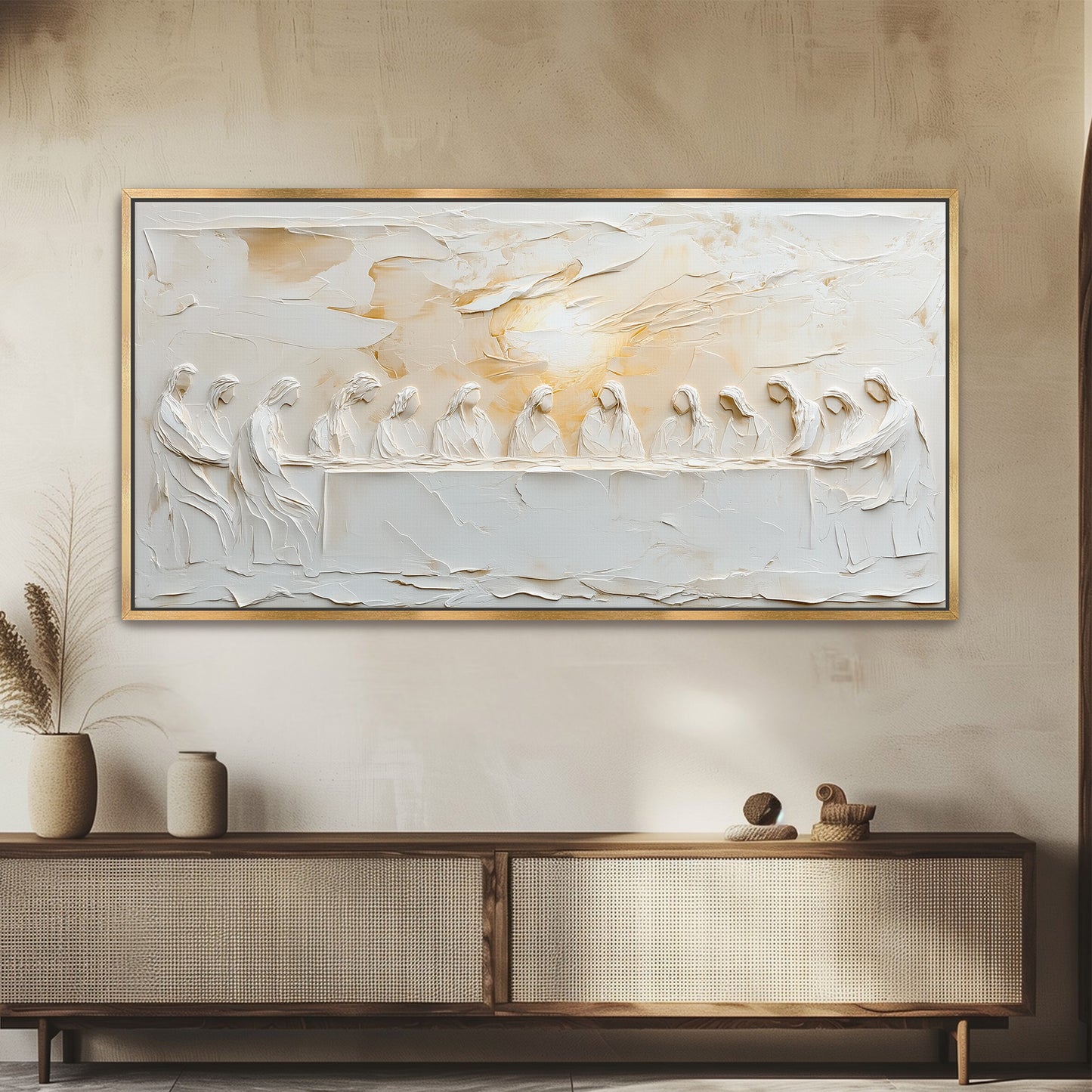 The Last Supper Abstract - Statement Piece  - Float Frame Canvas