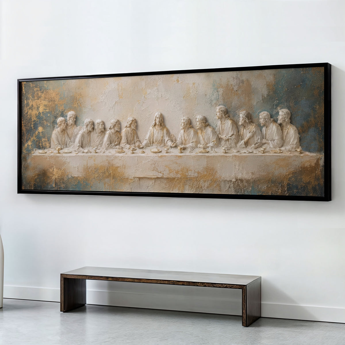 Last Supper 3D Effect Catholic art - Float Frame Canvas