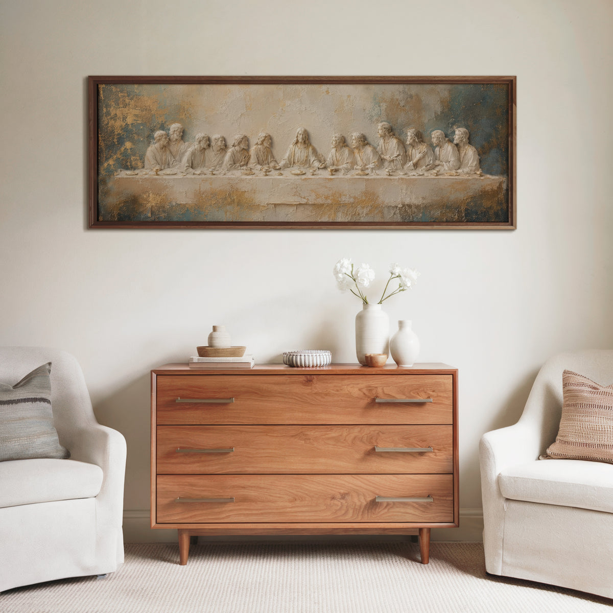 Last Supper 3D Effect Catholic art - Float Frame Canvas