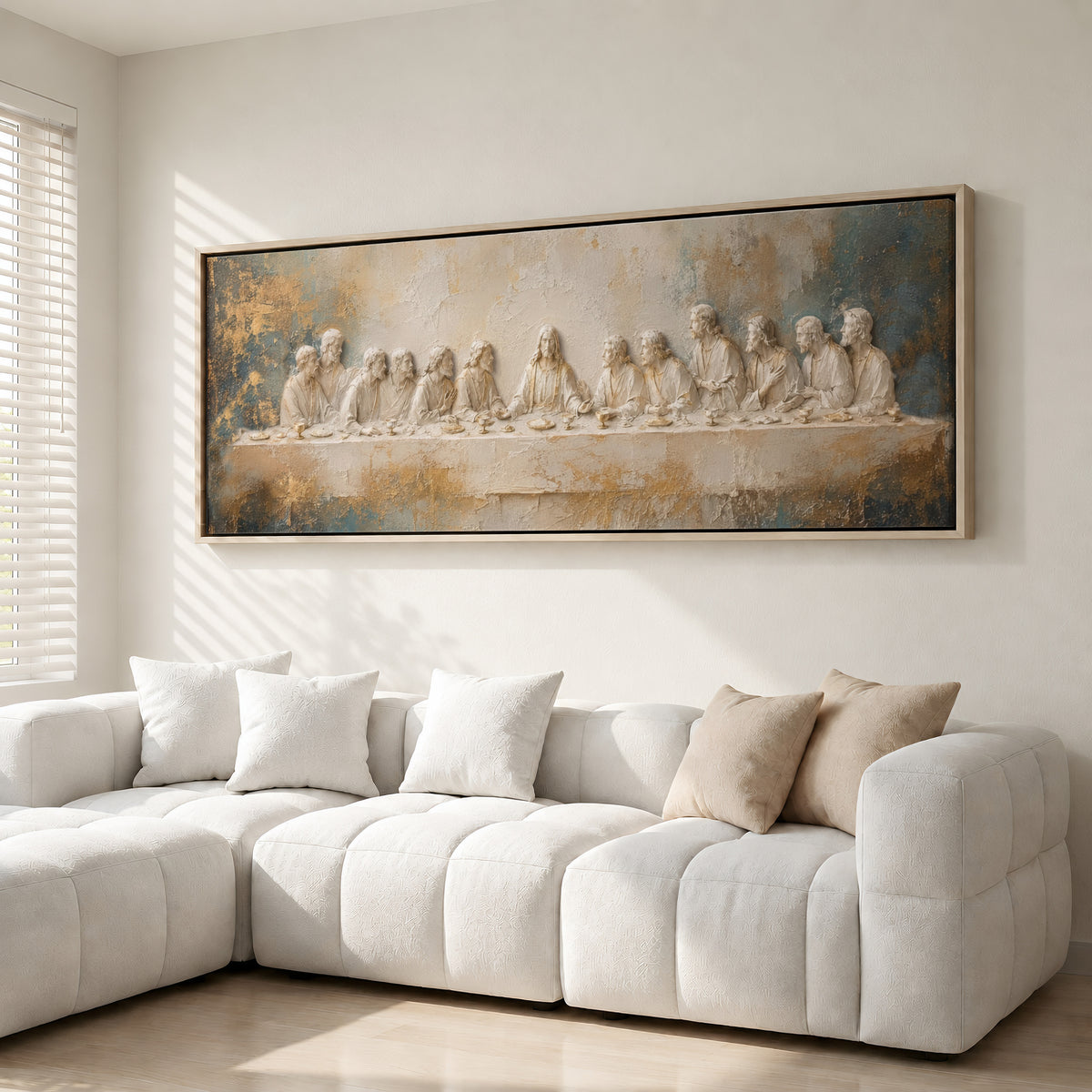 Last Supper 3D Effect Catholic art - Float Frame Canvas