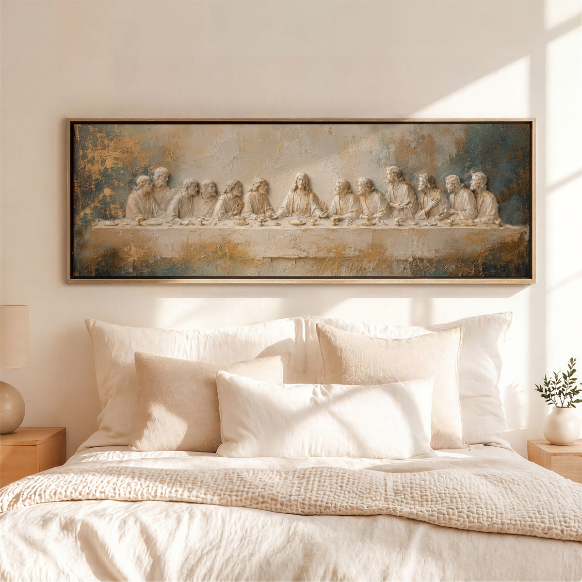 Last Supper 3D Effect Catholic art - Float Frame Canvas