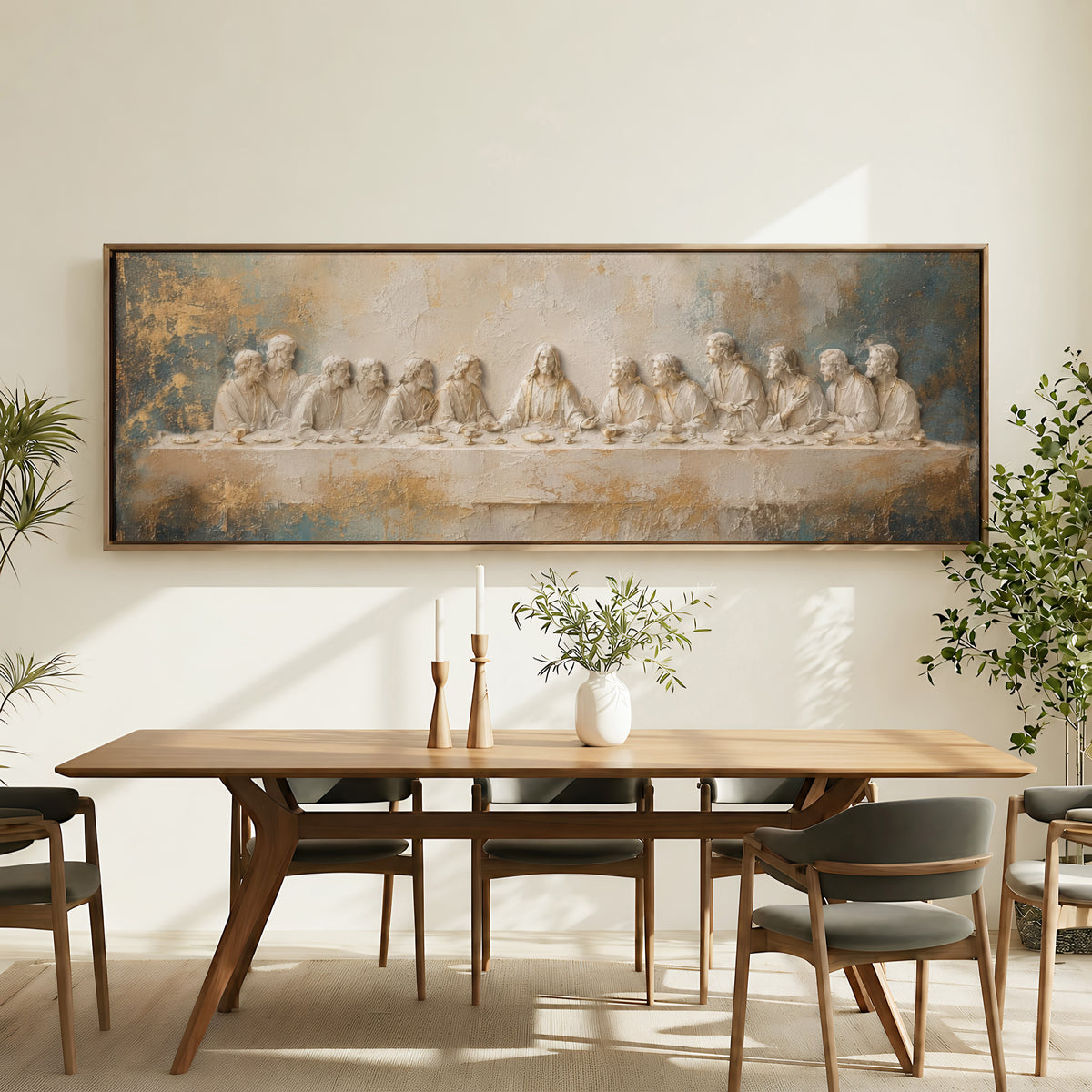 Last Supper 3D Effect Catholic art - Float Frame Canvas