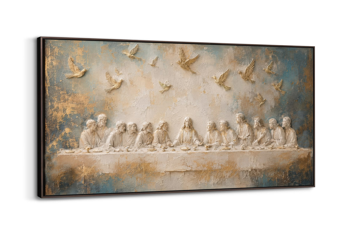 Last Supper 3D Effect Catholic art - Float Frame Canvas