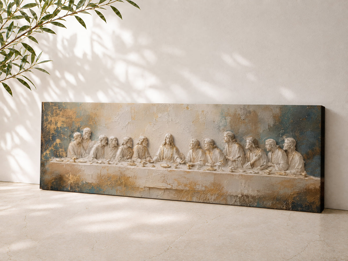 Last Supper 3D Effect Catholic art - Stretched Canvas