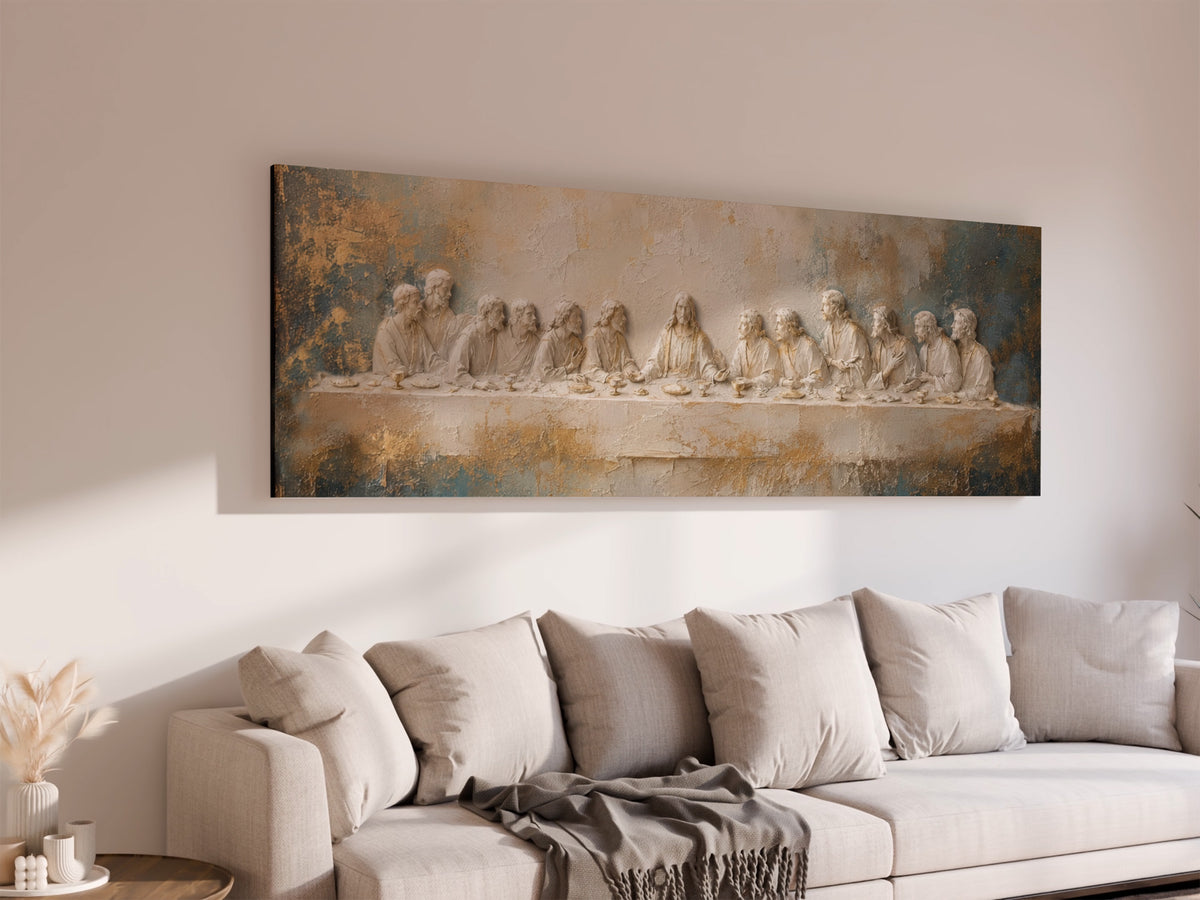 Last Supper 3D Effect Catholic art - Stretched Canvas
