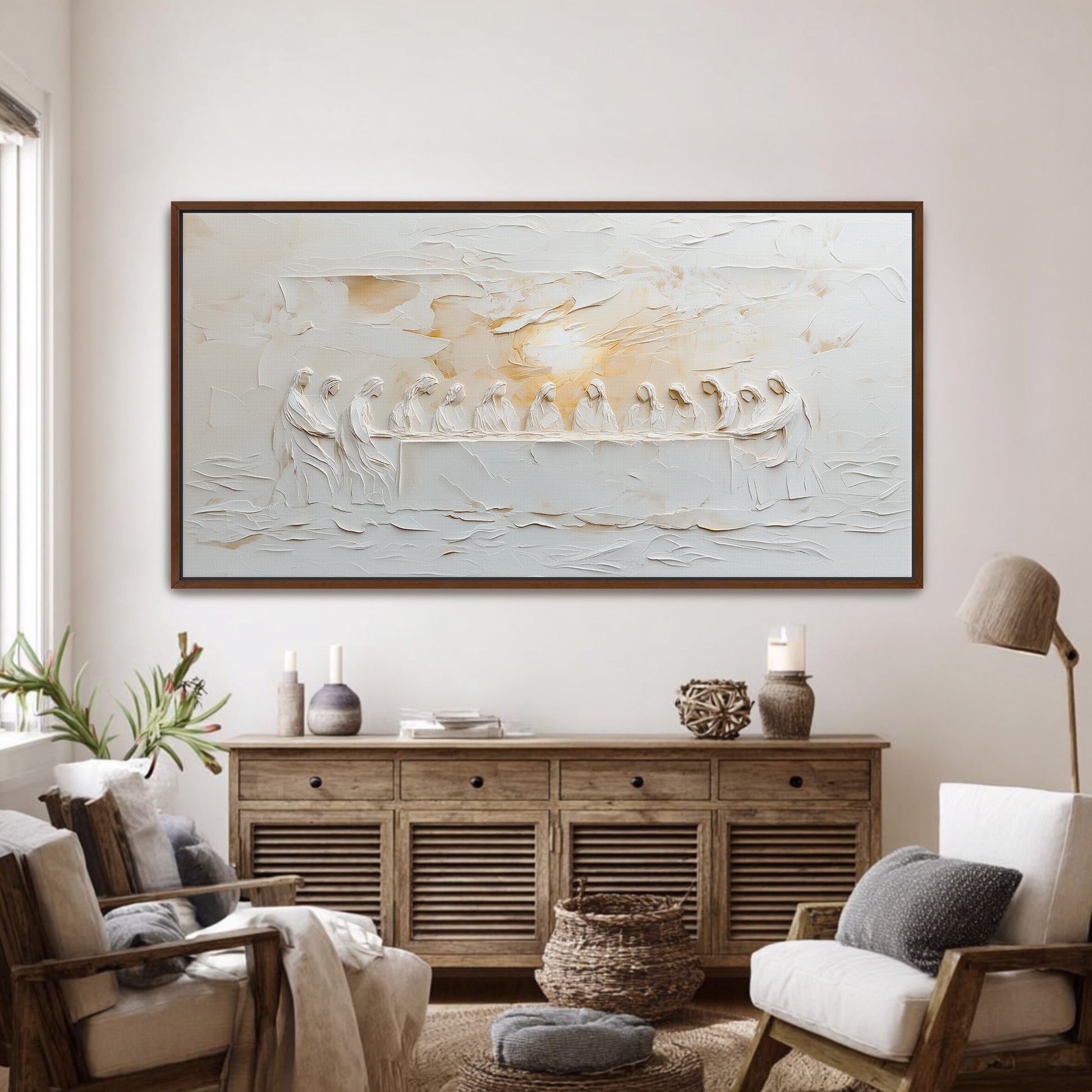 Last Supper Art Luke 22:19 Modern Catholic Artwork  - Float Frame Canvas