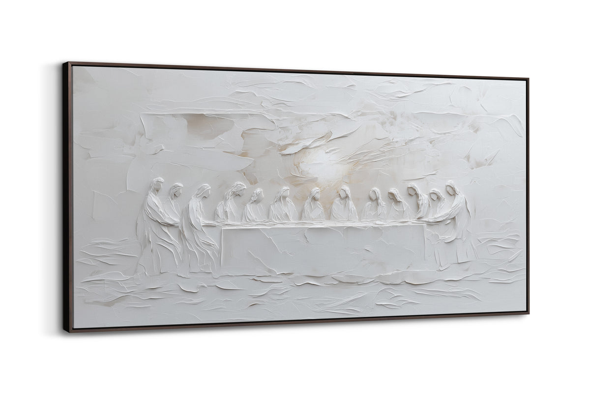 The Last Supper Abstract Soft Grey  - Float Frame Canvas