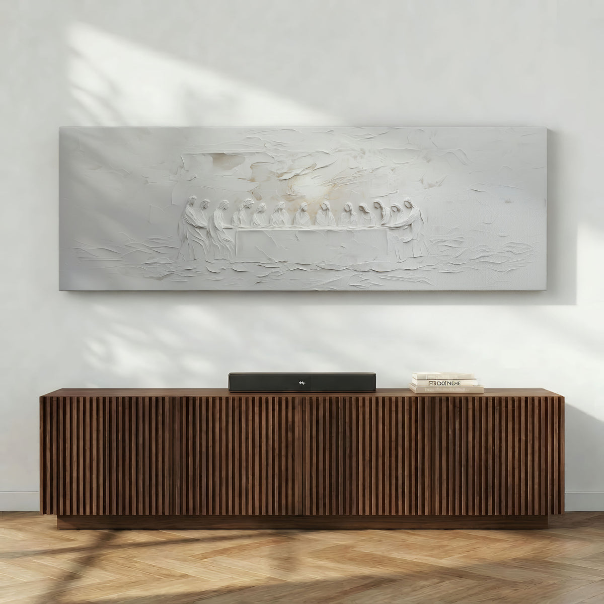 The Last Supper Abstract Soft Grey - Stretched Canvas