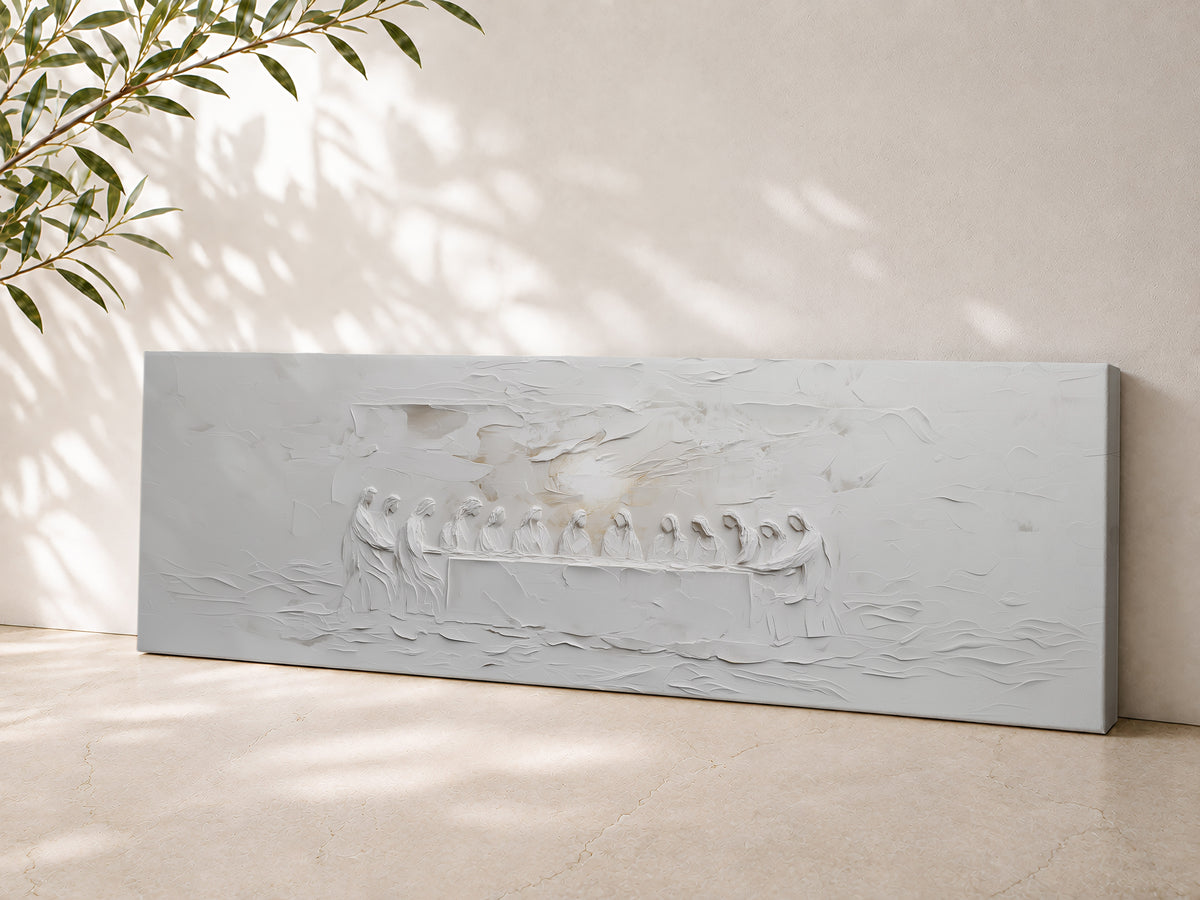 The Last Supper Abstract Soft Grey - Stretched Canvas