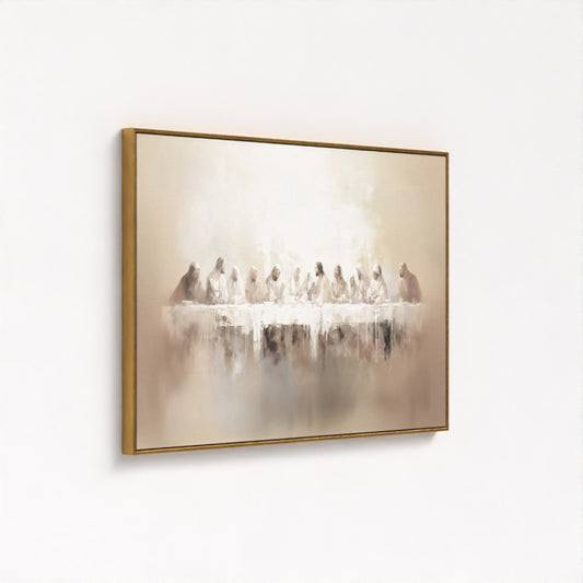 Last Supper Abstract, Neutral Christian Wall Art - Float Frame Canvas
