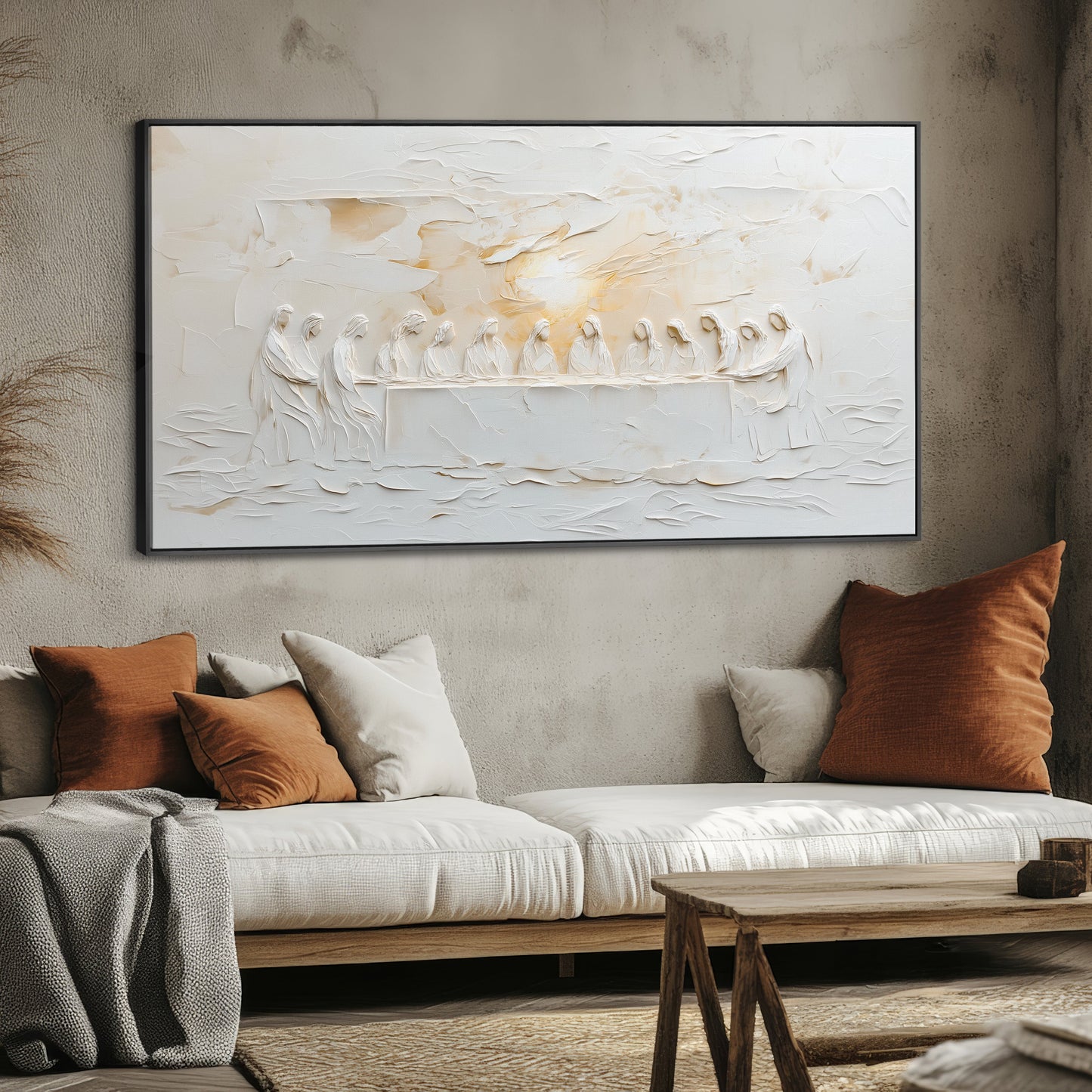 Last Supper Art Luke 22:19 Modern Catholic Artwork  - Float Frame Canvas