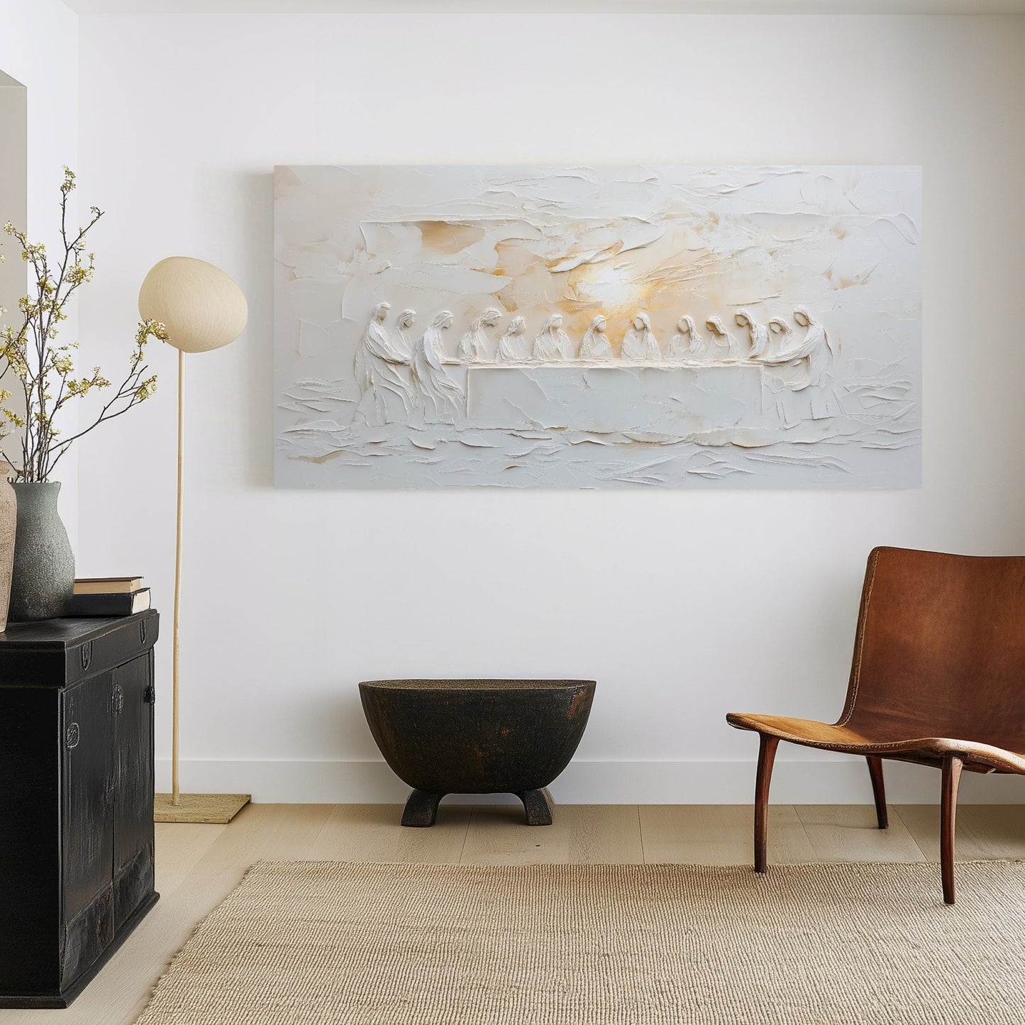 Last Supper Art Luke 22:19 Modern Catholic Artwork - Stretched Canvas