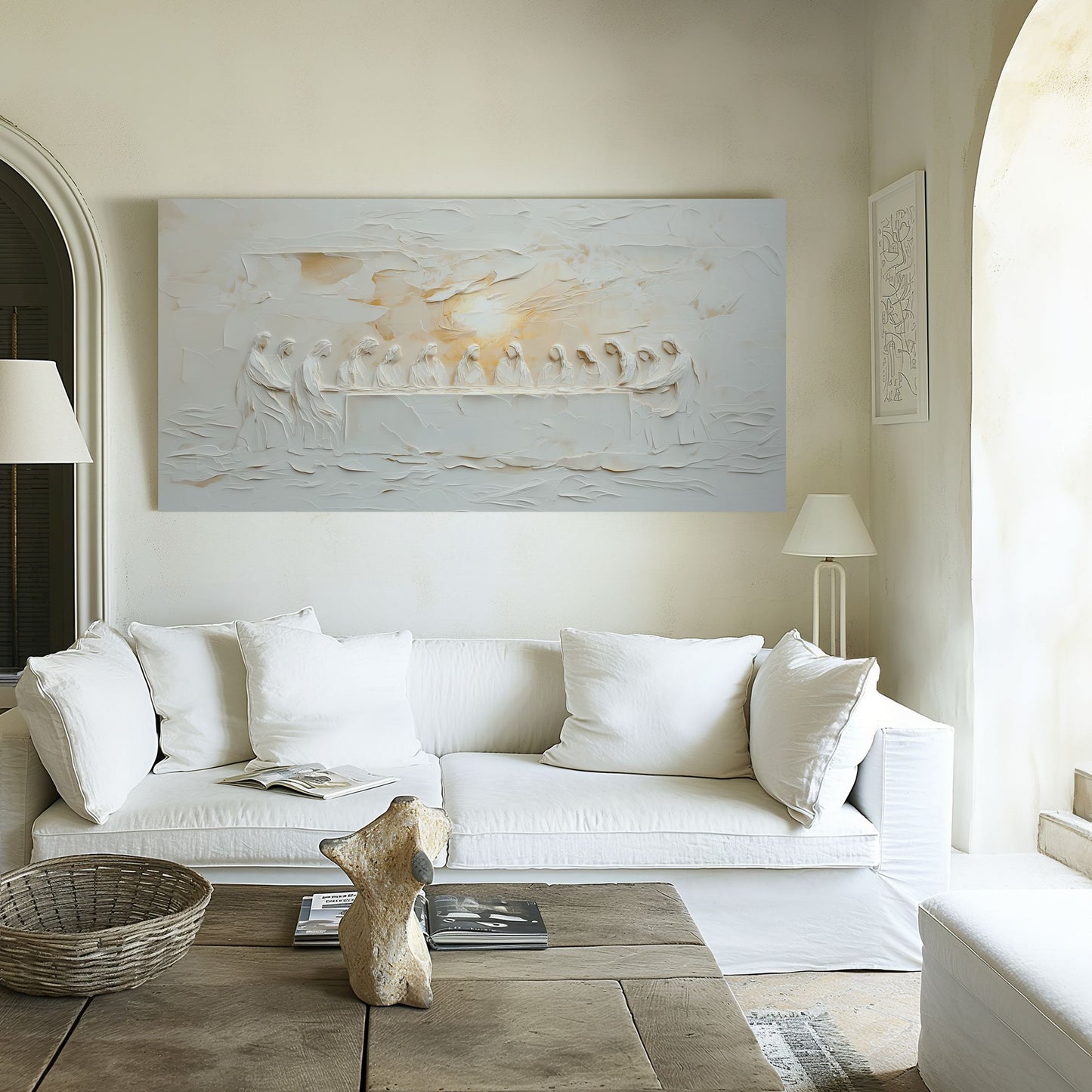 Last Supper Art Luke 22:19 Modern Catholic Artwork - Stretched Canvas