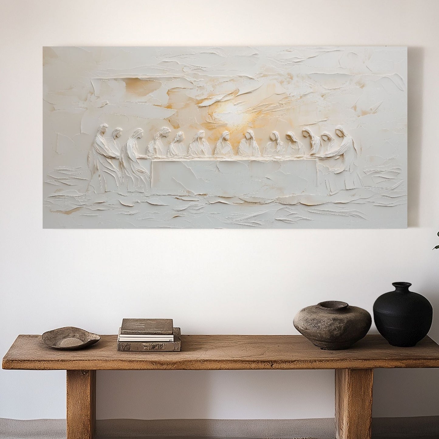 Last Supper Art Luke 22:19 Modern Catholic Artwork - Stretched Canvas