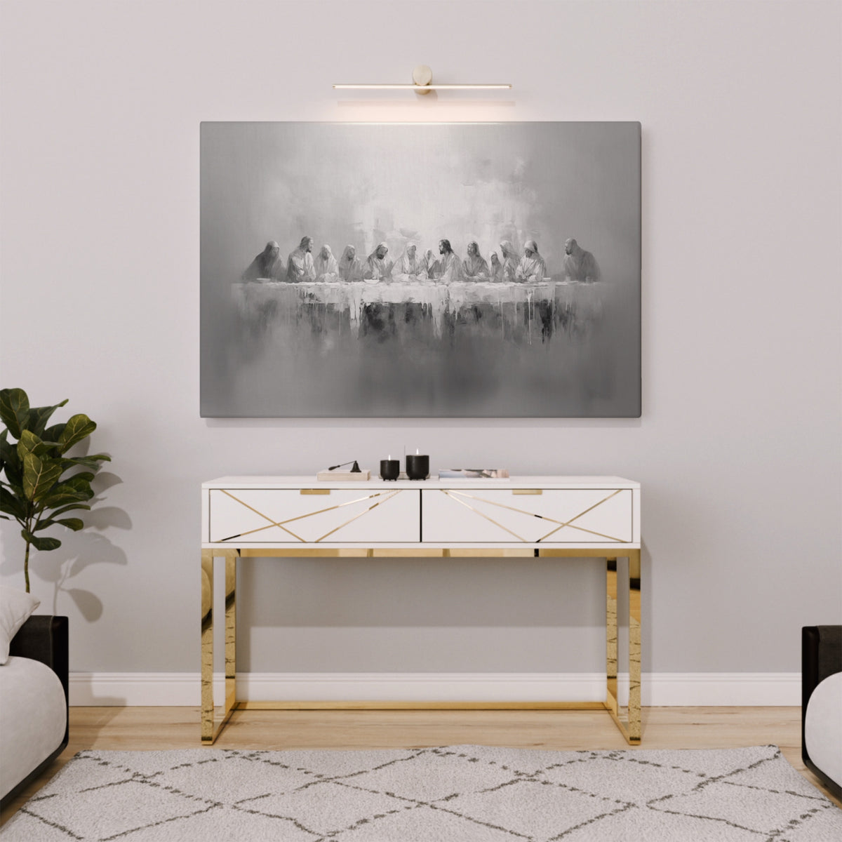 Letztes Abendmahl Schwarz/Weiß - Gespannte Leinwand