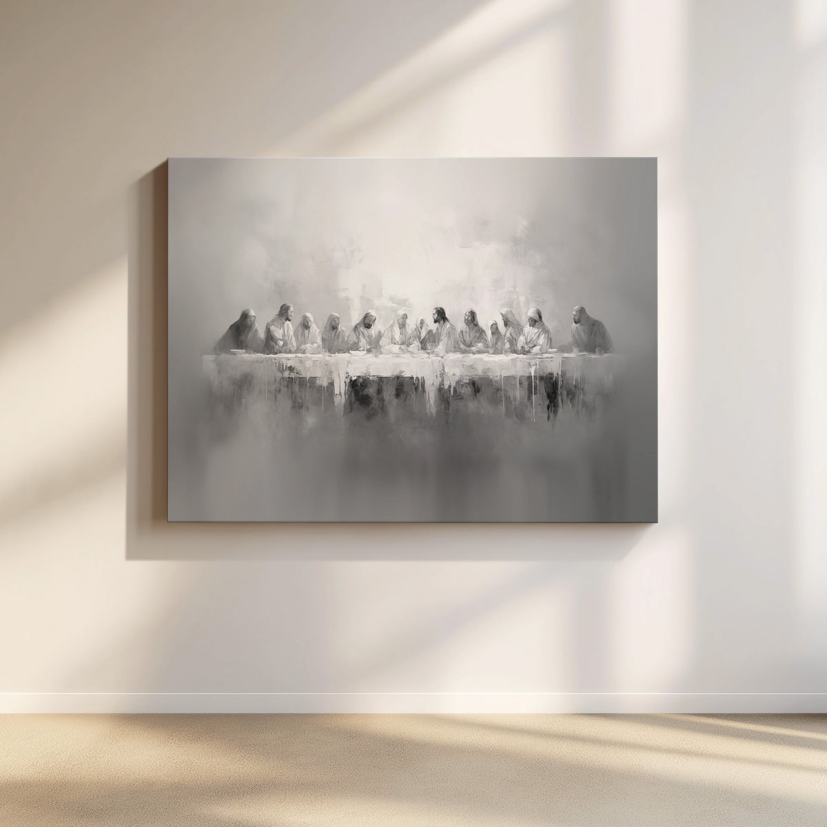 Letztes Abendmahl Schwarz/Weiß - Gespannte Leinwand