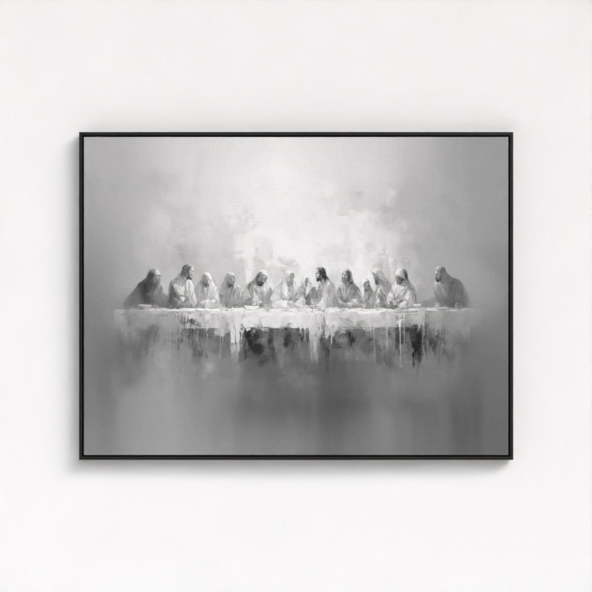 Last Supper Black Wall Art - Float Frame Canvas Black frame