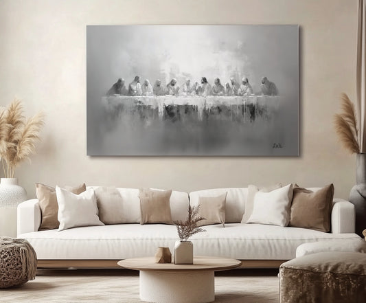 Last Supper Black Wall Art - Stretched Canvas
