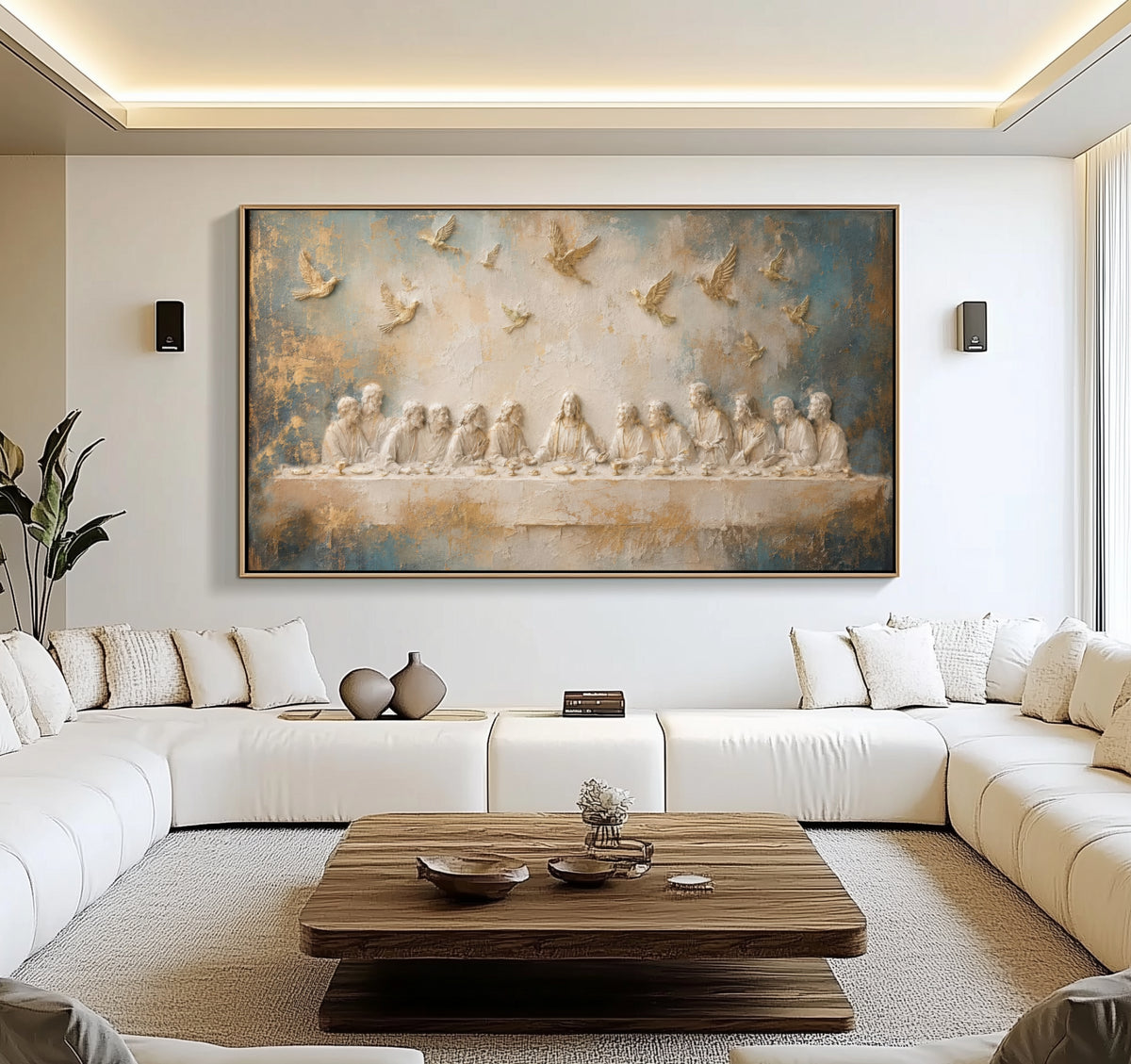 Last Supper 3D Effect Catholic art - Float Frame Canvas