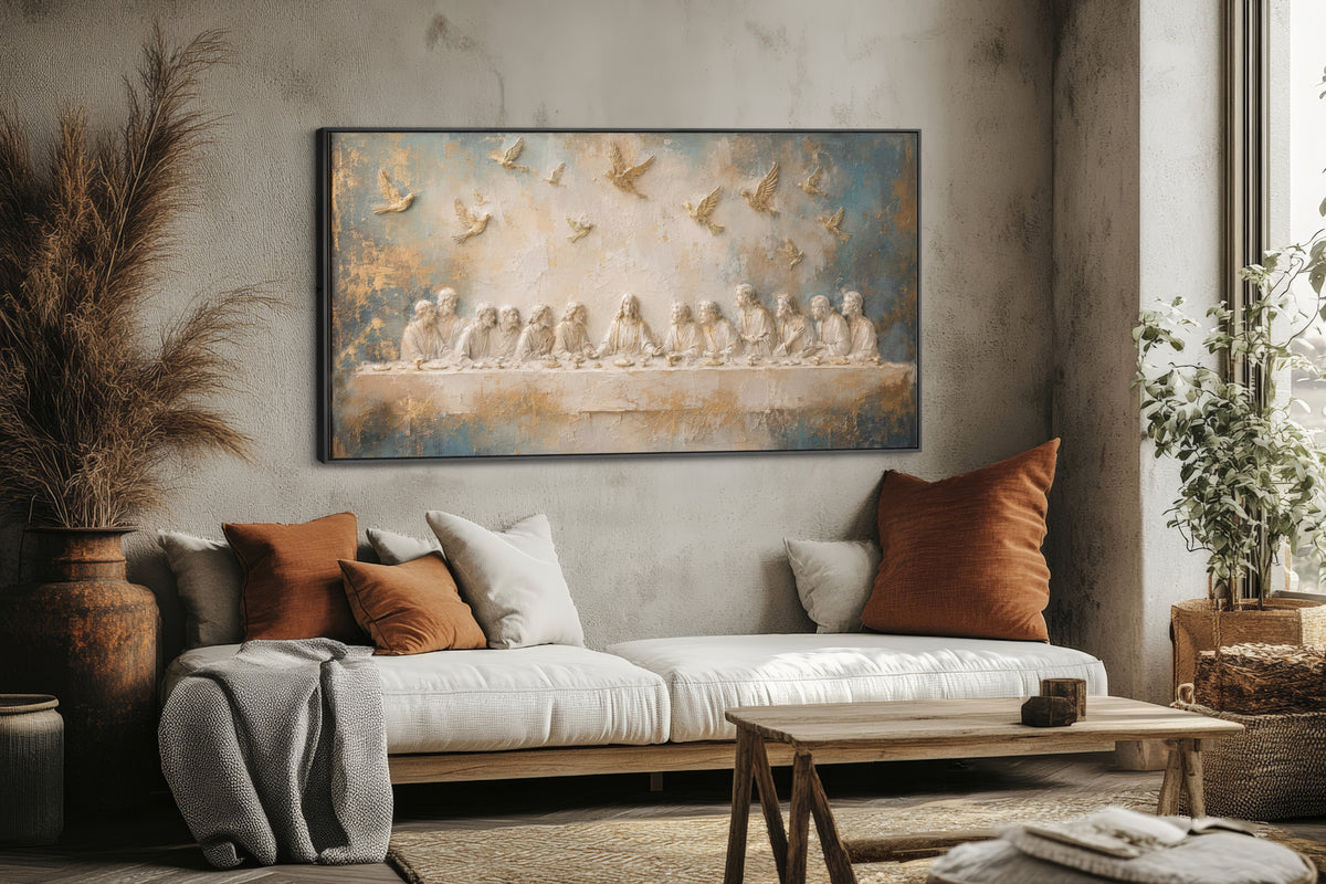 Last Supper 3D Effect Catholic art - Float Frame Canvas