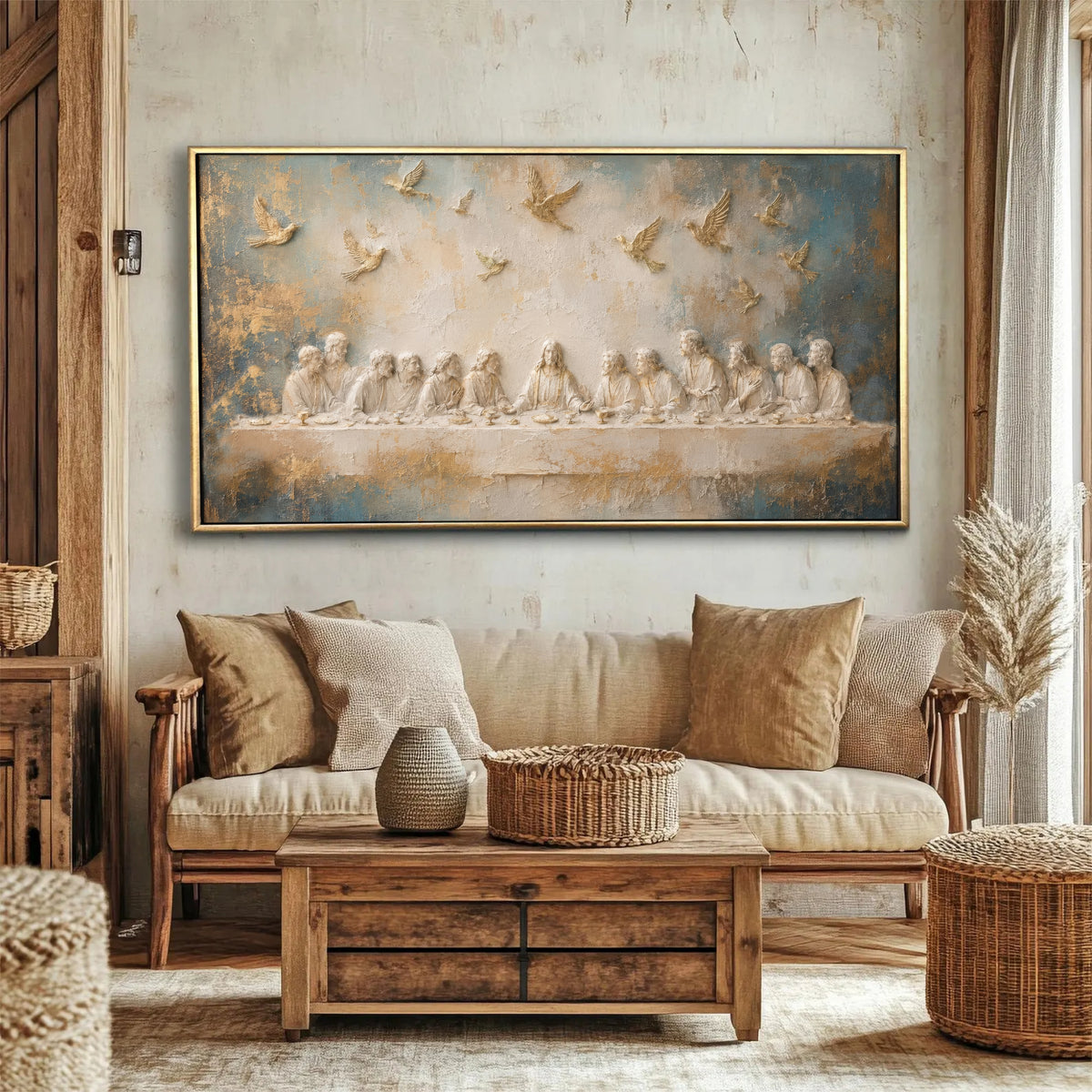 Last Supper 3D Effect Catholic art - Float Frame Canvas