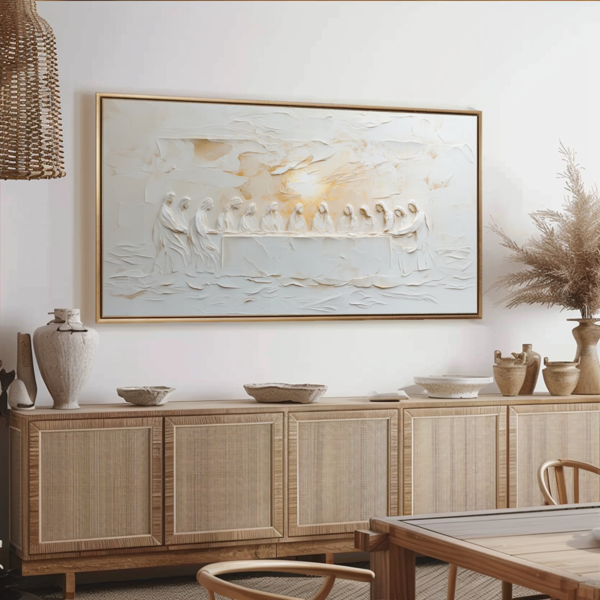 Last Supper Art Luke 22:19 Modern Catholic Artwork  - Float Frame Canvas