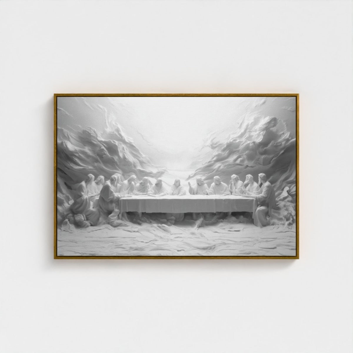 Last Supper Abstract Canvas Print, Black White Christian Wall Art  - Float Frame Canvas