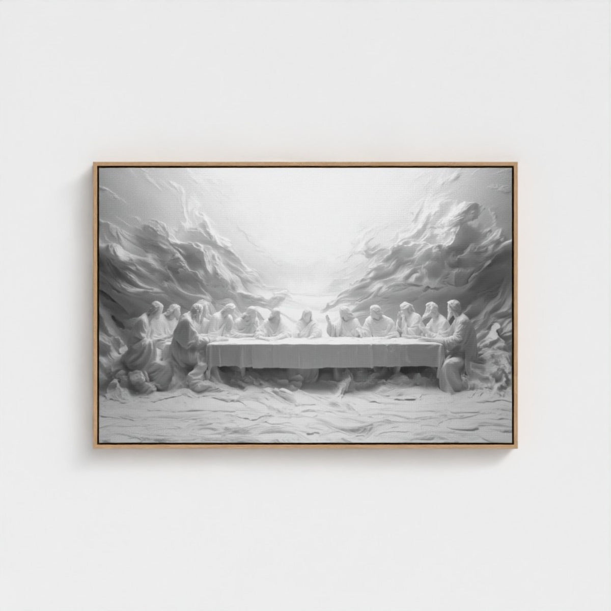 Last Supper Abstract Canvas Print, Black White Christian Wall Art  - Float Frame Canvas