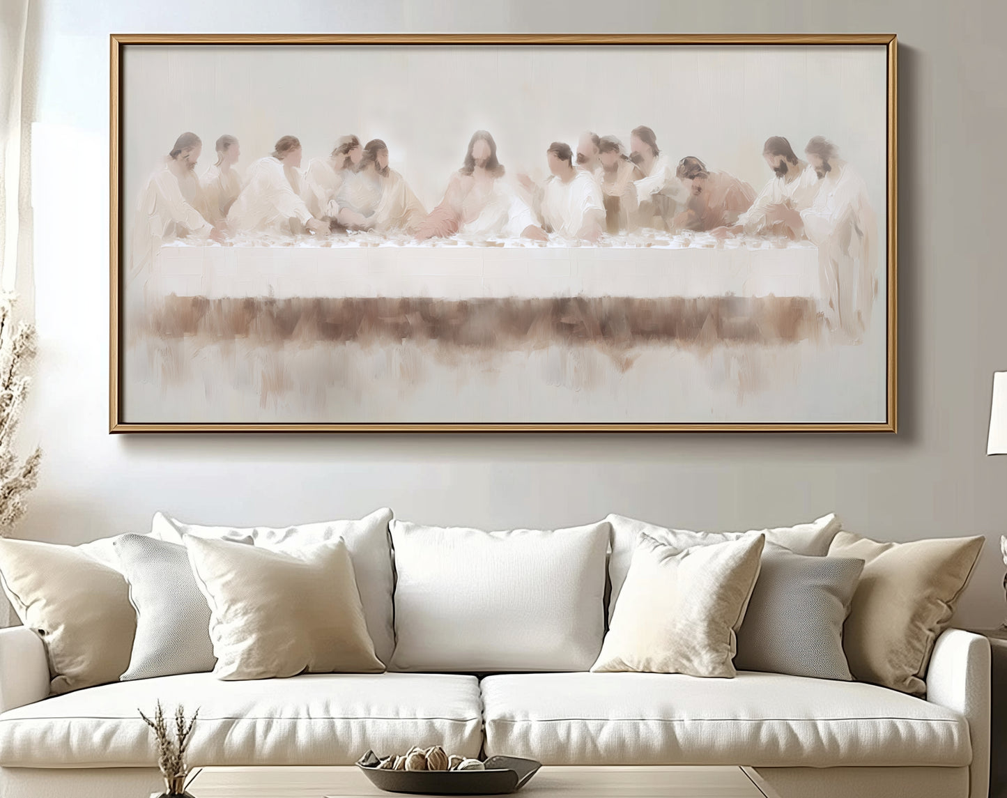 Last Supper Wall Decor - Minimalist Neutral Art Panoramic Canvas Print