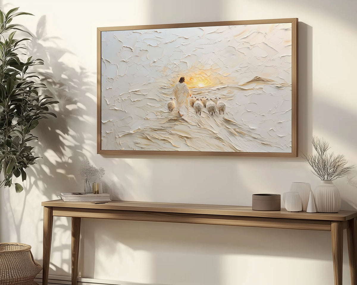 Good Shepherd Jesus Leaves the 99 - Float Frame Canvas