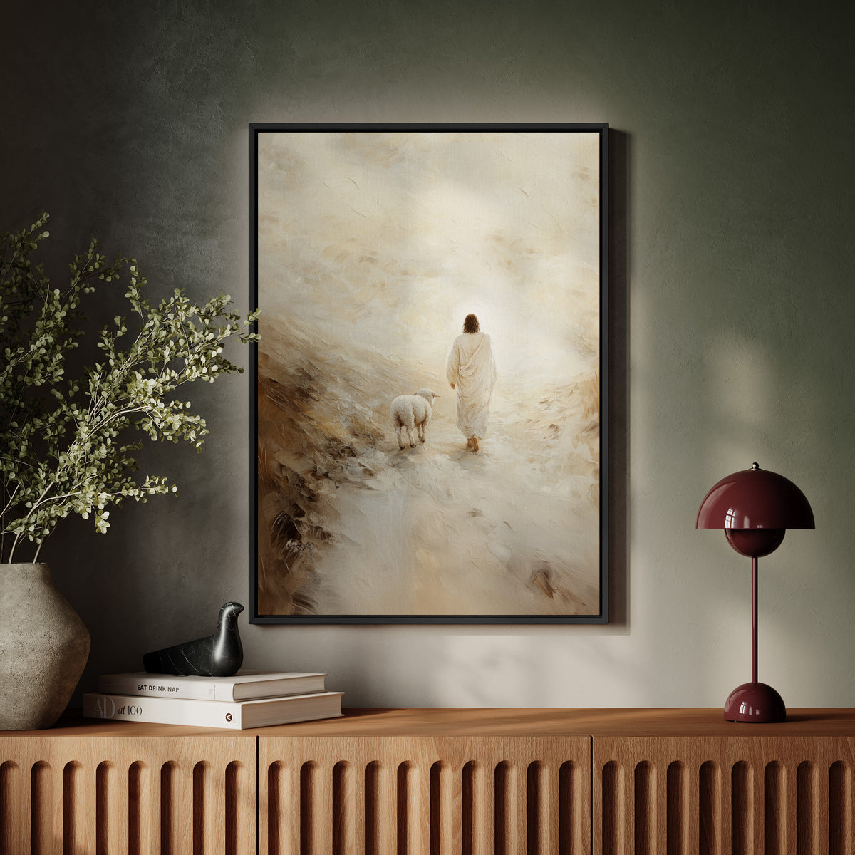 Jesus Leaves the 99 - Good Shepherd - Float Frame Canvas