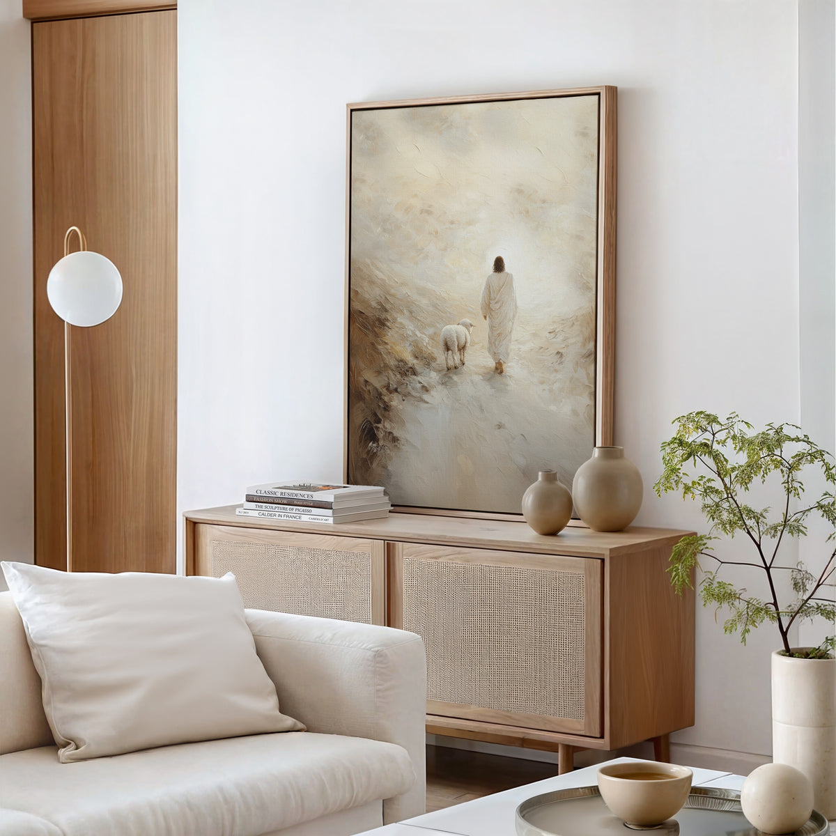 Jesus Leaves the 99 - Good Shepherd - Float Frame Canvas