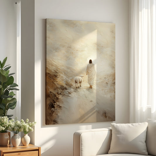 Jesus Leaves the 99 - Good Shepherd - Stretched Canvas