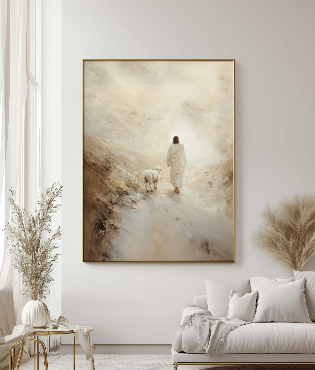 Jesus Leaves the 99 - Good Shepherd - Float Frame Canvas