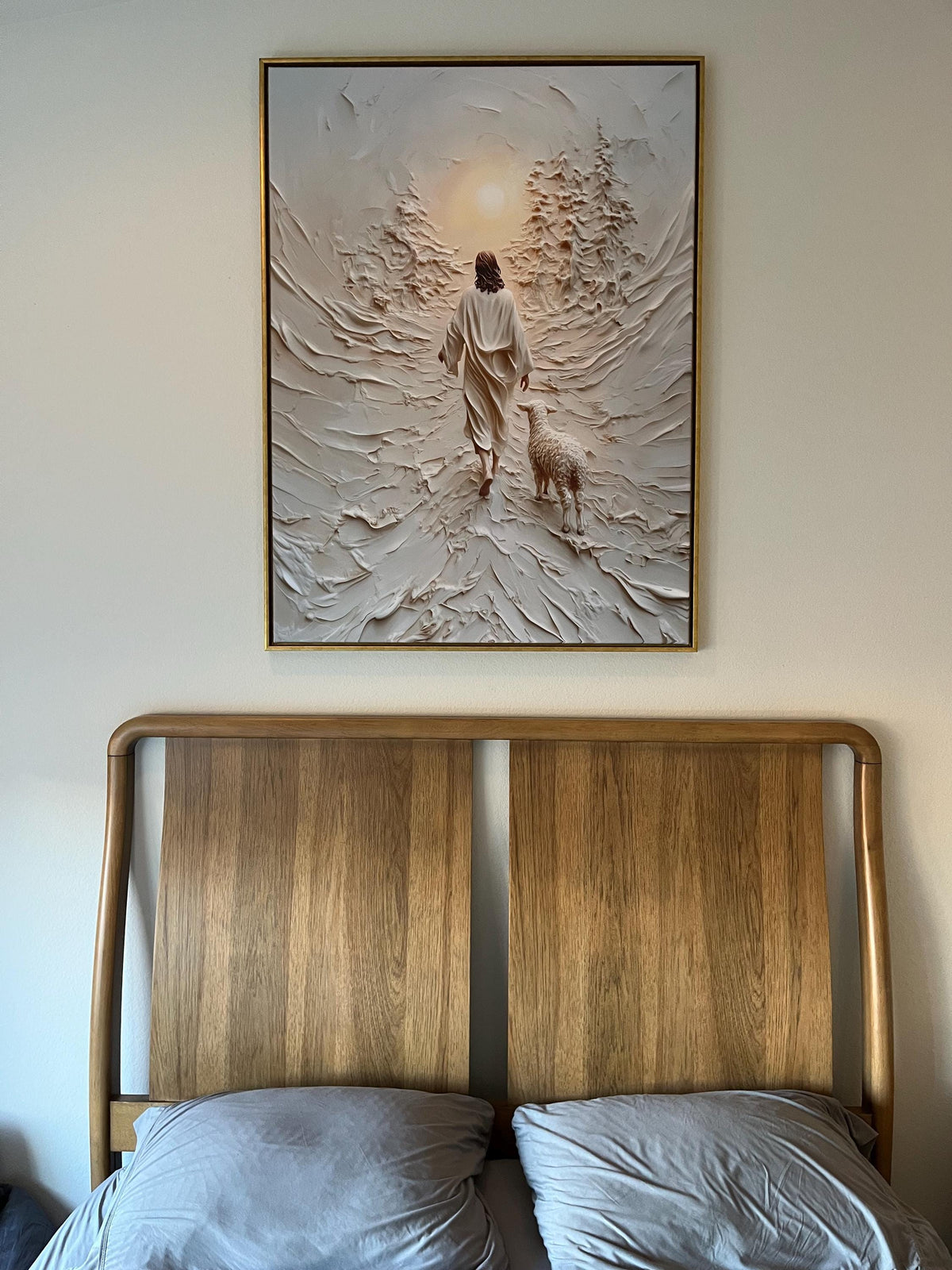 Jesus Leaves the 99 Wall Art, Modern Christian Artwork 3D Effect - Float Frame Canvas