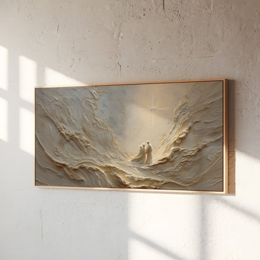 Escena de la Natividad - Lienzo con marco flotante