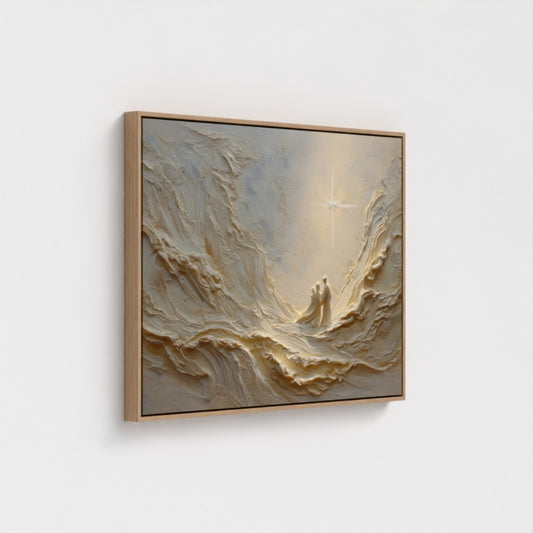 Escena de la Natividad Estrella de Navidad Abstracta - Lienzo con Marco Flotante