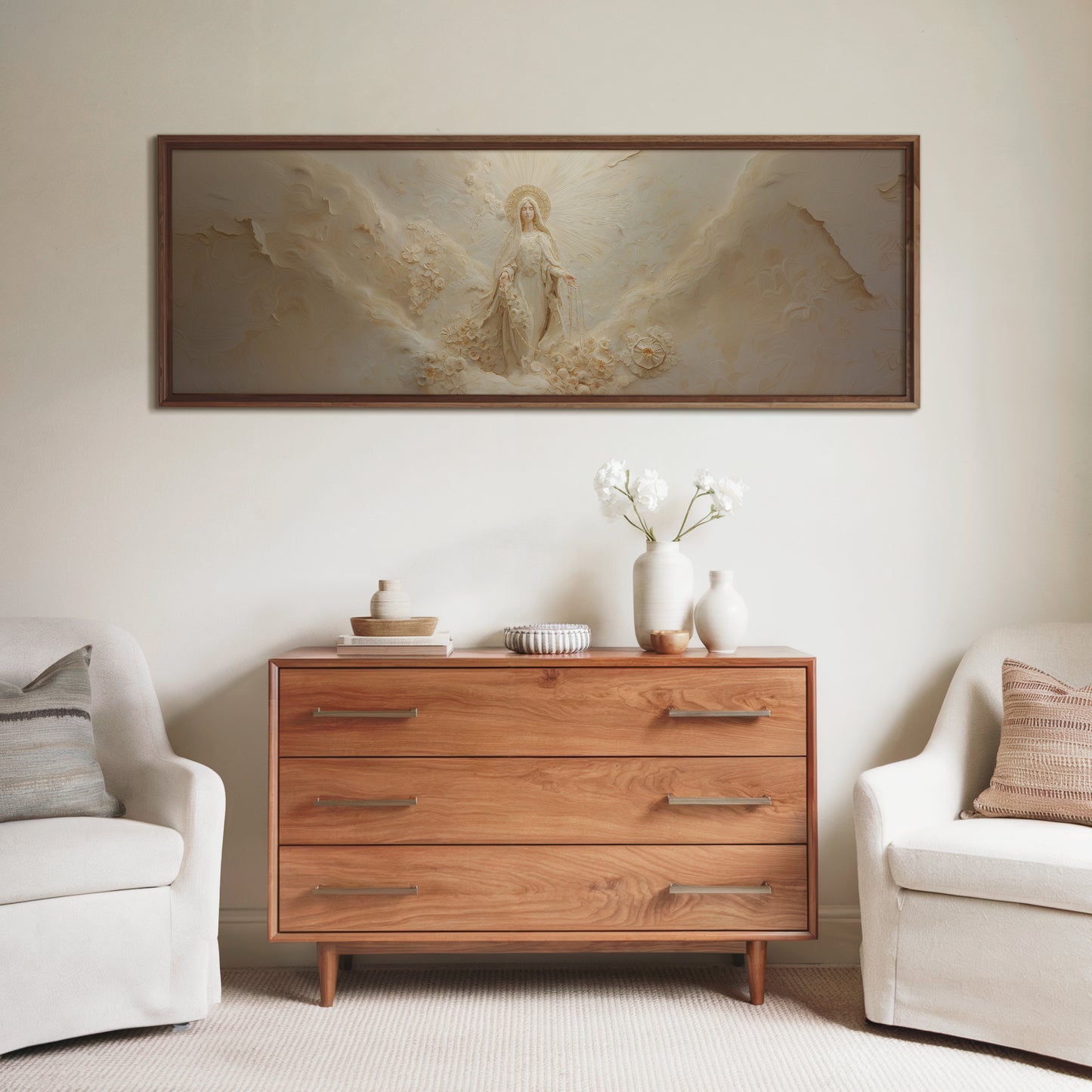 Nuestra Señora Virgen María del Rosario - Lienzo con Marco Flotante