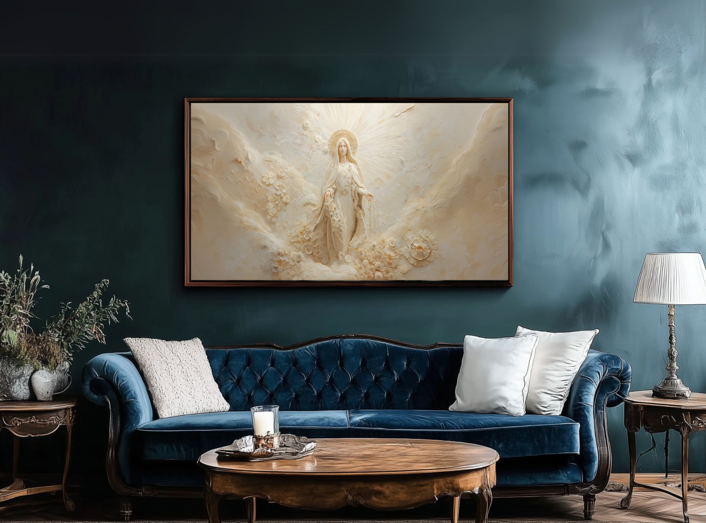 Nuestra Señora Virgen María del Rosario - Lienzo con Marco Flotante