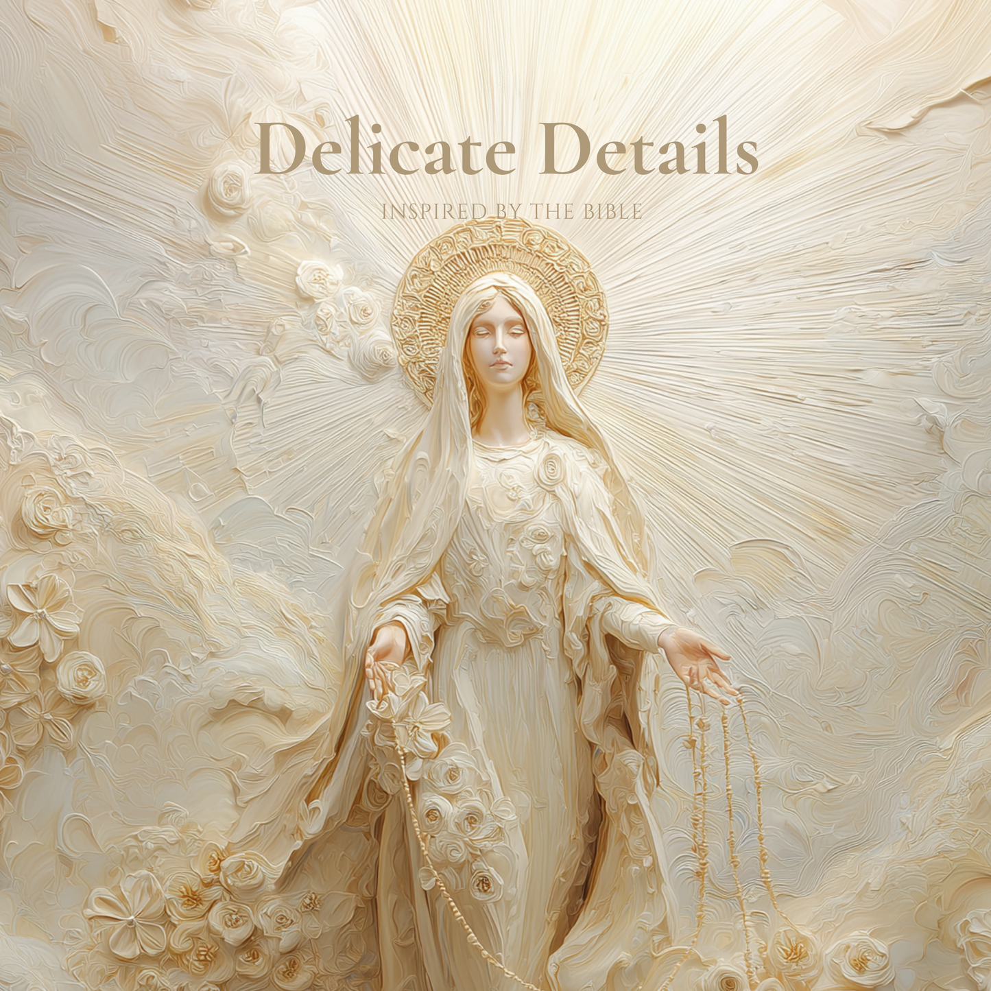 Retrato abstracto de la Virgen María en oro - Lienzo con marco flotante