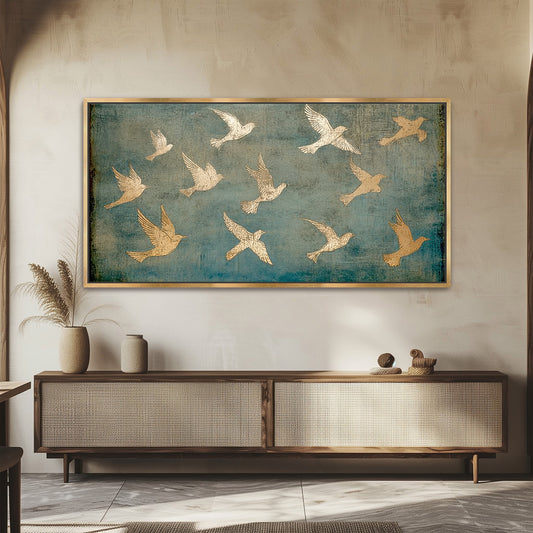 PSALM 91 Wall Decor - Gold Birds Art  - Float Frame Canvas