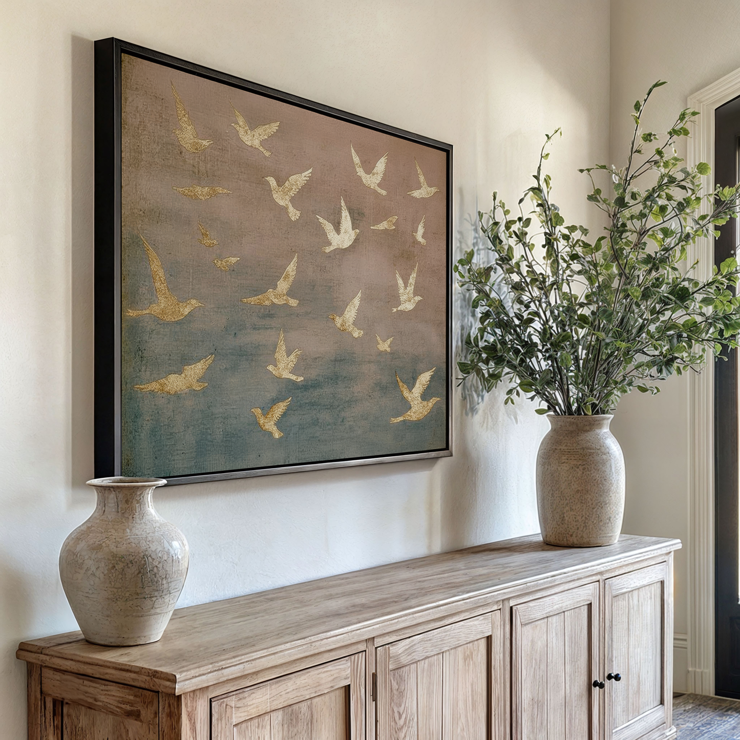 Bajo sus alas - Salmo 91 - Rosa - Lienzo con marco flotante