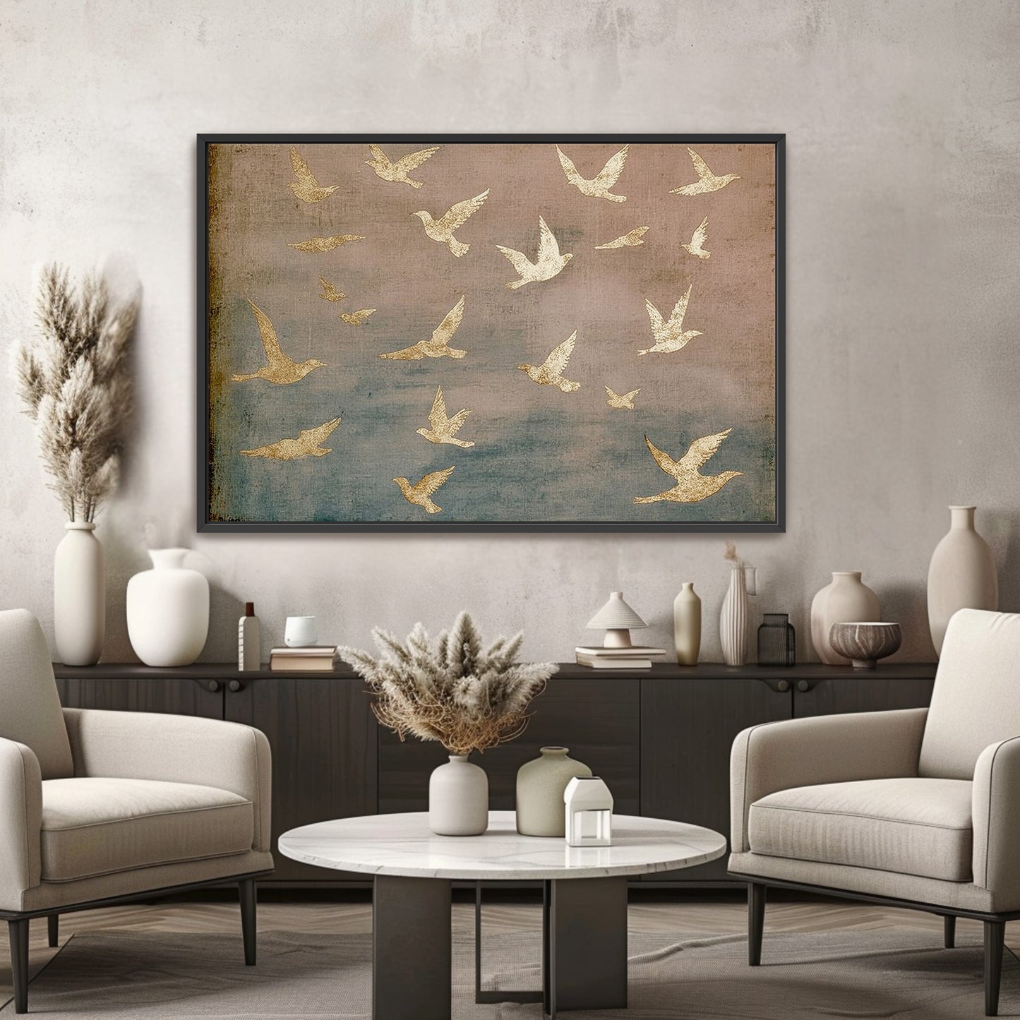 Bajo sus alas - Salmo 91 - Rosa - Lienzo con marco flotante