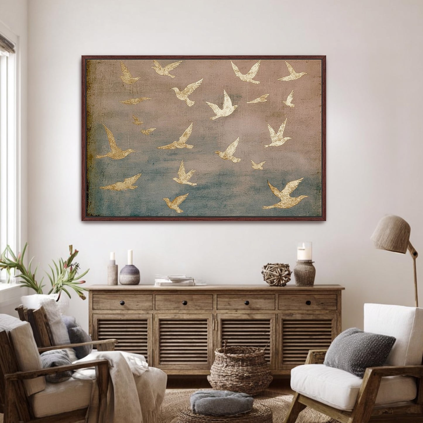 Bajo sus alas - Salmo 91 - Rosa - Lienzo con marco flotante