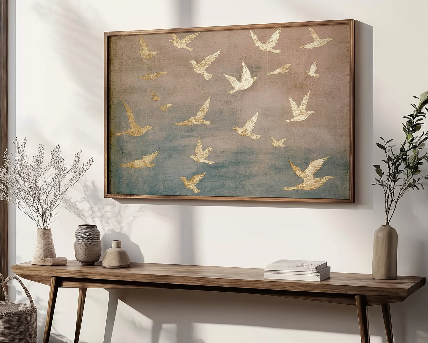 Bajo sus alas - Salmo 91 - Rosa - Lienzo con marco flotante