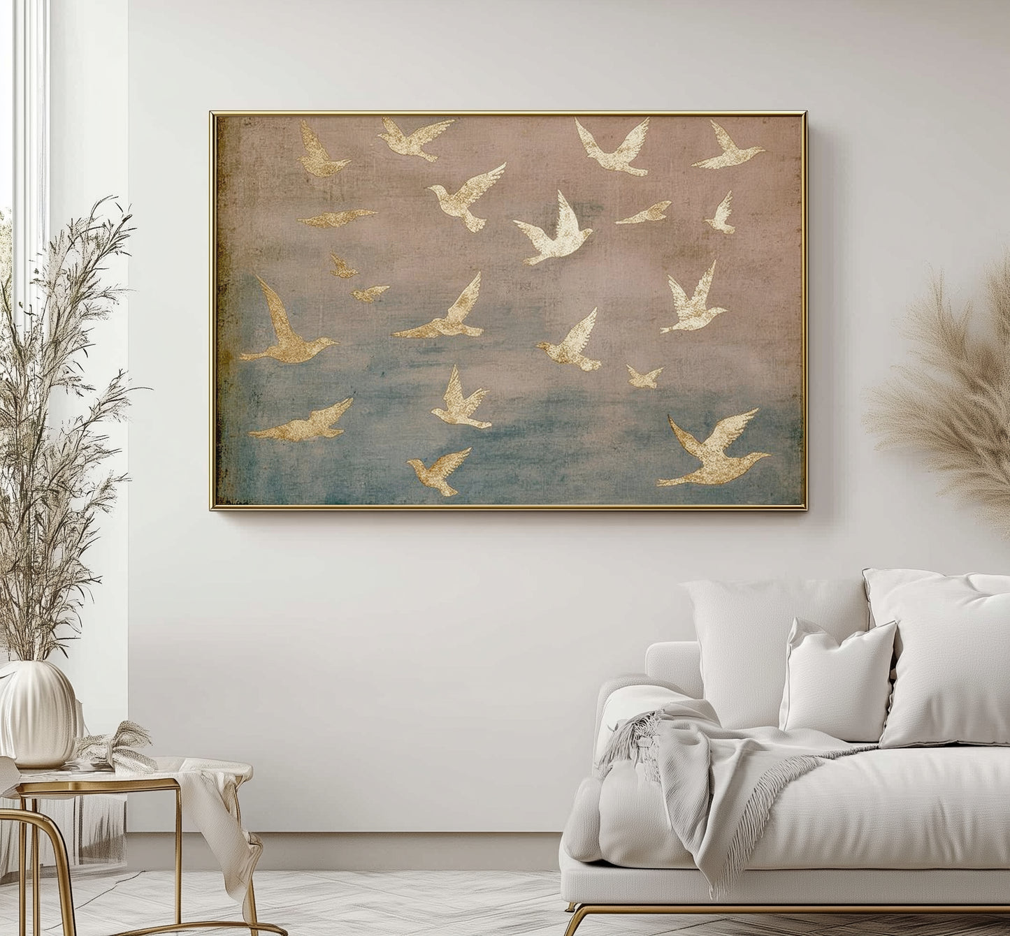 Bajo sus alas - Salmo 91 - Rosa - Lienzo con marco flotante