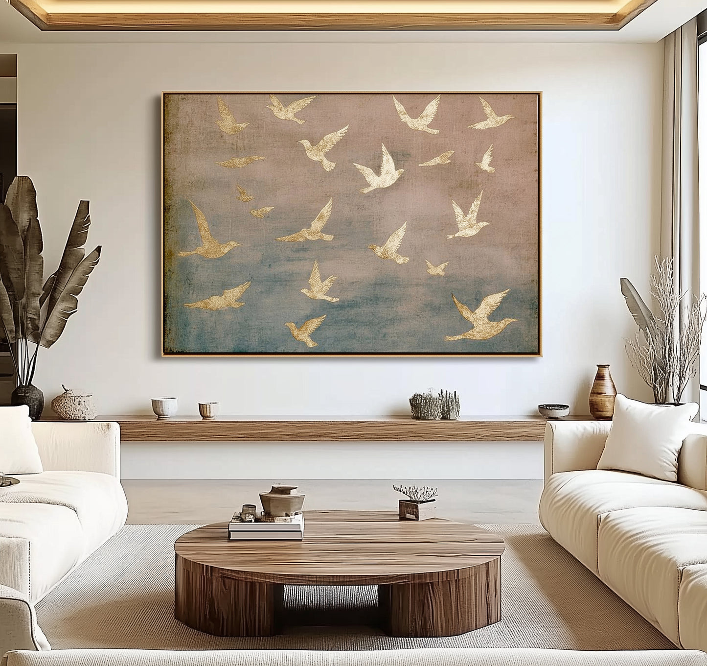 Bajo sus alas - Salmo 91 - Rosa - Lienzo con marco flotante