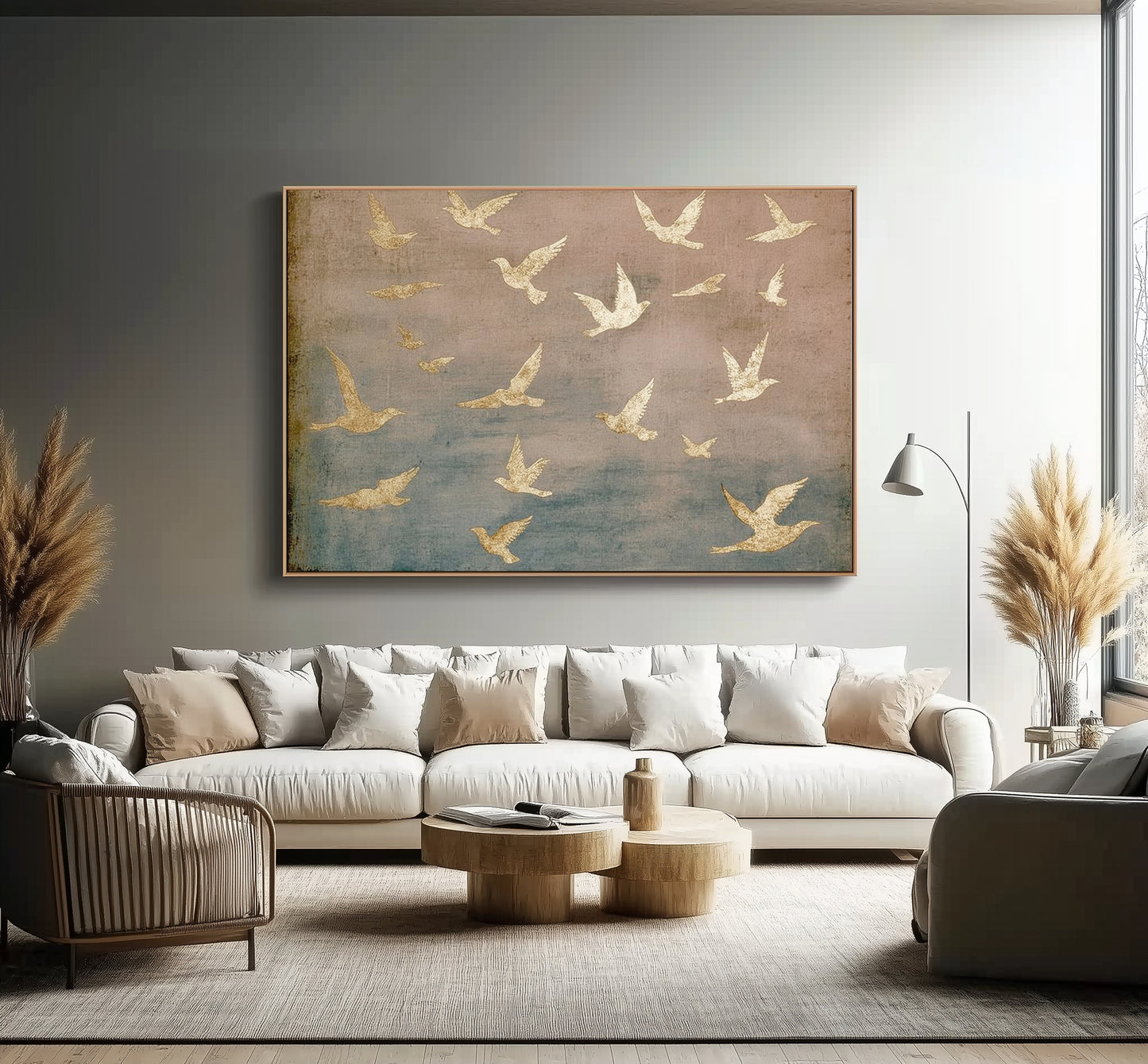 Bajo sus alas - Salmo 91 - Rosa - Lienzo con marco flotante