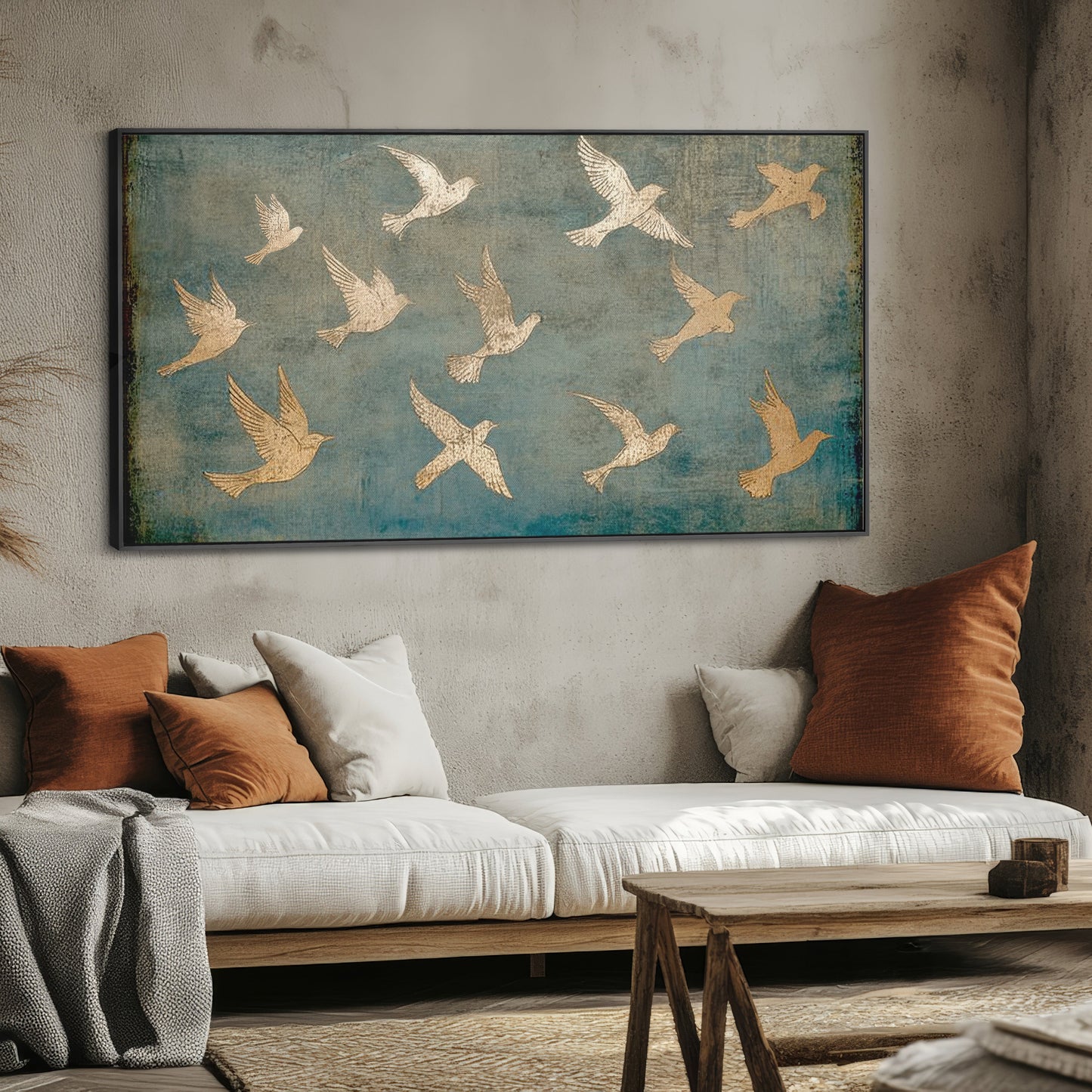 PSALM 91 Wall Decor - Gold Birds Art  - Float Frame Canvas